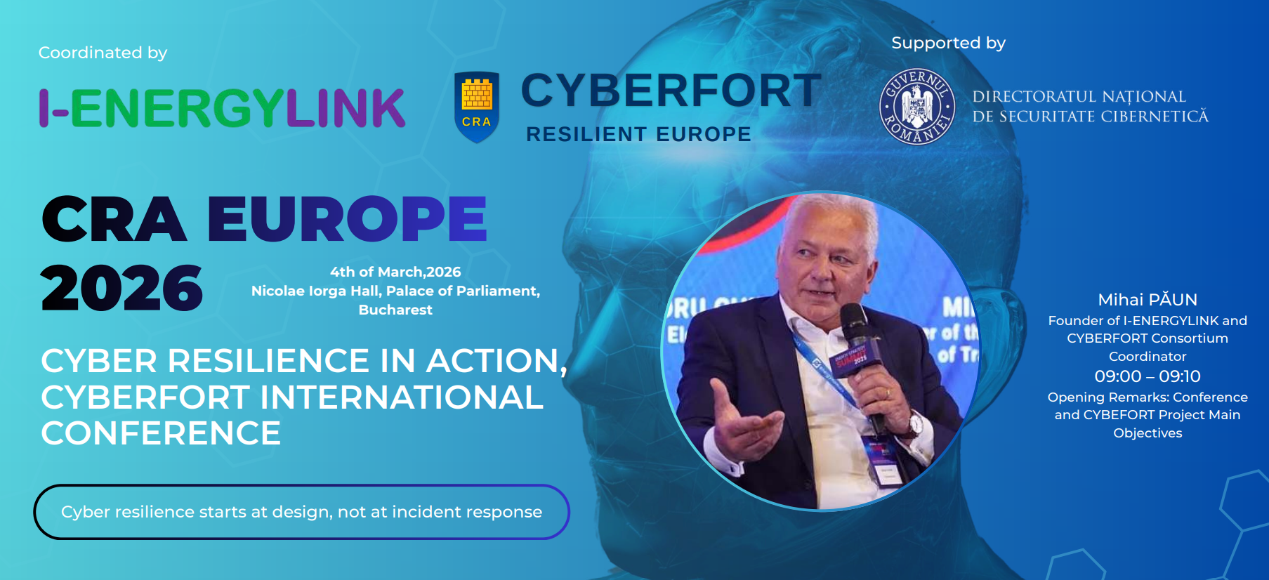Baner: CRA EUROPE 2026 – CYBER RESILIENCE IN  ACTION, CYBERFORT Conference